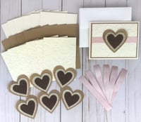 Image 1 of Rustic Wedding Card Making Kit for Adults to Make 6 Embossed Cards with Burlap Hears
