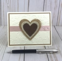 Image 4 of Rustic Wedding Card Making Kit for Adults to Make 6 Embossed Cards with Burlap Hears