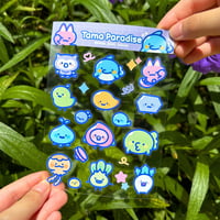 Image 2 of Tama Paradise Sticker Sheet (Tamagotchi) 🌊☁️🌱🌳 