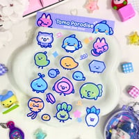 Image 1 of Tama Paradise Sticker Sheet (Tamagotchi) 🌊☁️🌱🌳 