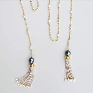 Tahitian Pearl Tassel Lariat Necklace