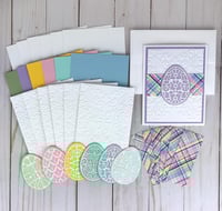 Image 1 of Easter Card Making Kit with Embossed Cardstock and Die Cut Eggs for Beginner Crafters