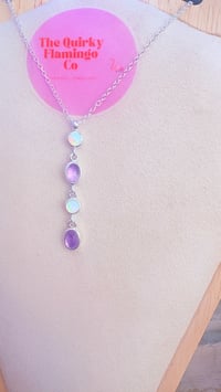 Image 1 of Amethyst and Opal Snake Drop Necklace