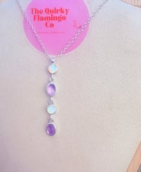 Image 2 of Amethyst and Opal Snake Drop Necklace