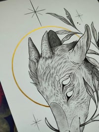 Image 2 of Baby goat with gold accents A5 print