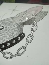 Image 2 of Goth bunny with silver accents 21x21cm print