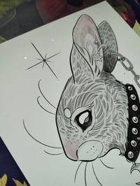 Image 3 of Goth bunny with silver accents 21x21cm print
