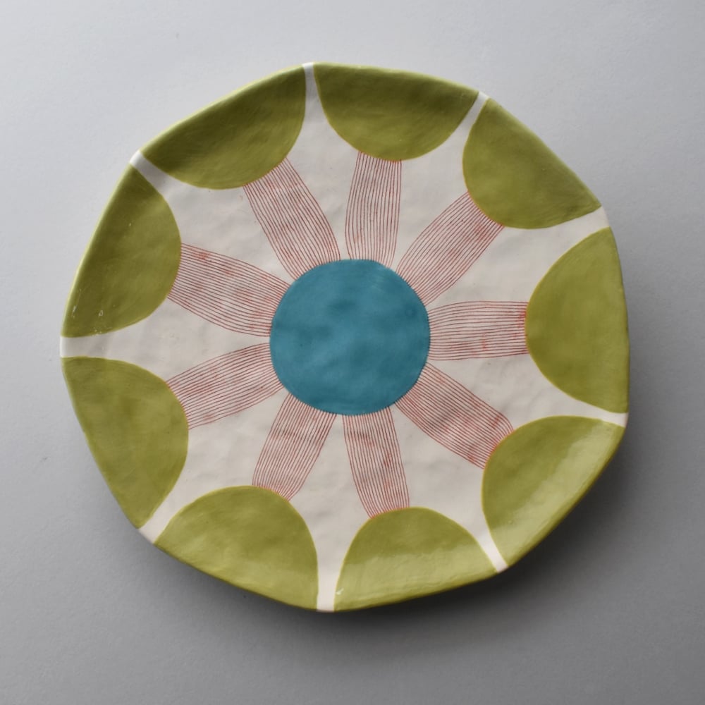 Image of Green/Turquoise Flower Plate