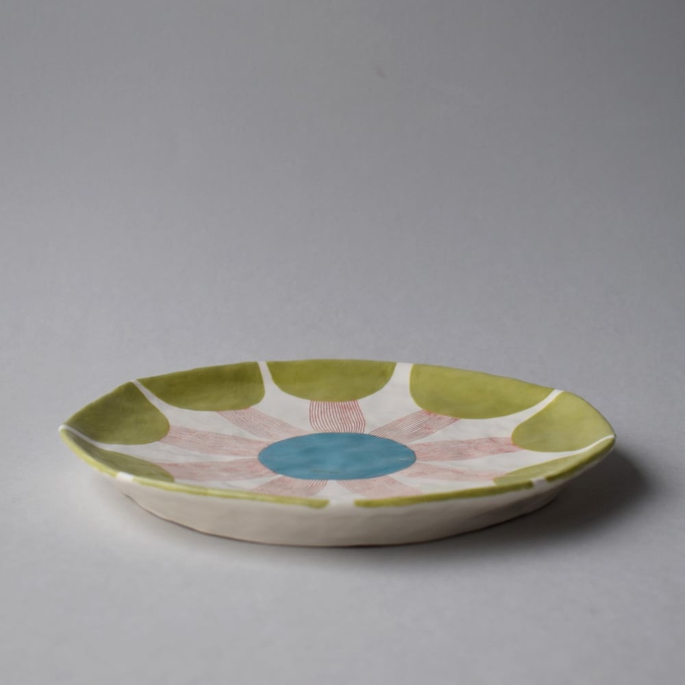 Image of Green/Turquoise Flower Plate