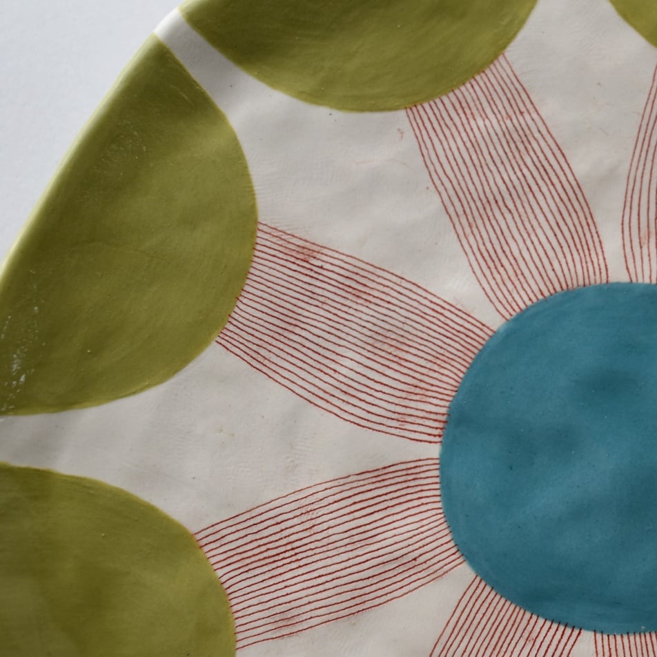 Image of Green/Turquoise Flower Plate