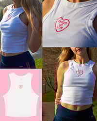 Cheer Up Luv Racer Tank - White