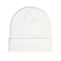Image 4 of Embroidered 'Trinity visions' Knit Beanie – Cozy White Winter Hat