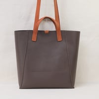 Image 3 of Twin-handled Tote in pebbled chocolate