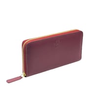 Image 1 of Kivik | Apple Leather Long Zip Wallet - Wine Red