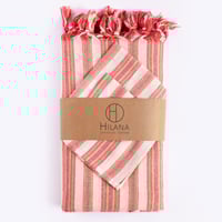 Image 1 of Andana Striped Tablecloth Set - Magenta