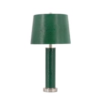 Image 2 of Elegant 27' Green Faux Crocodile Leather Table Lamp