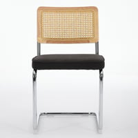 Image 2 of Mid Century Modern Dining Chairs Set of 2, Accent Chairs With Cane Back &amp; Chrome Base