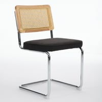 Image 3 of Mid Century Modern Dining Chairs Set of 2, Accent Chairs With Cane Back &amp; Chrome Base