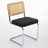 Image 4 of Mid Century Modern Dining Chairs Set of 2, Accent Chairs With Cane Back &amp; Chrome Base