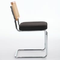 Image 5 of Mid Century Modern Dining Chairs Set of 2, Accent Chairs With Cane Back &amp; Chrome Base