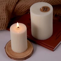 Image 1 of Striped Cylindrical Candle Silicone Mold Handmade Scented Candle Making Wax