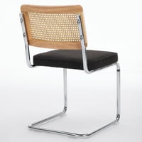 Image 6 of Mid Century Modern Dining Chairs Set of 2, Accent Chairs With Cane Back &amp; Chrome Base