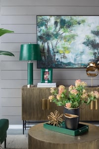 Image 6 of Elegant 27' Green Faux Crocodile Leather Table Lamp