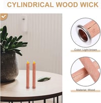 Image 5 of 8pcs Wooden Candle Wicks Round Tube Smokeless Candle Cores Replacement