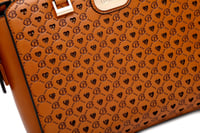 Image 7 of Brangio Italy Monogram Designer Satchel – Cognac Faux Leather Handbag With