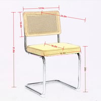 Image 8 of Mid Century Modern Dining Chairs Set of 2, Accent Chairs With Cane Back &amp; Chrome Base