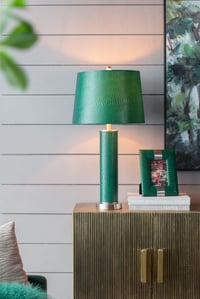 Image 8 of Elegant 27' Green Faux Crocodile Leather Table Lamp