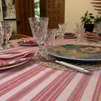 Image 6 of Andana Striped Tablecloth Set - Magenta