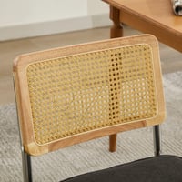 Image 10 of Mid Century Modern Dining Chairs Set of 2, Accent Chairs With Cane Back &amp; Chrome Base