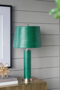 Image 9 of Elegant 27' Green Faux Crocodile Leather Table Lamp