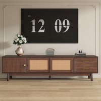 Image 1 of Mid Century Modern TV Stand for 80' TVs, Entertainment Center Doors and Drawers