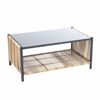 Image 2 of New Comming Outdoor PE Brown Wicker 2seats Sofa With Grey Cushion and Table Set