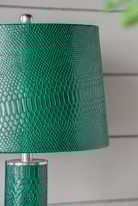 Image 11 of Elegant 27' Green Faux Crocodile Leather Table Lamp