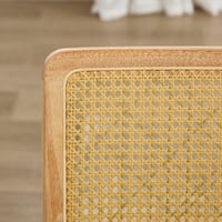 Image 12 of Mid Century Modern Dining Chairs Set of 2, Accent Chairs With Cane Back &amp; Chrome Base