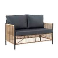 Image 3 of New Comming Outdoor PE Brown Wicker 2seats Sofa With Grey Cushion and Table Set