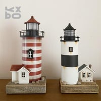 Image 3 of YBOX Stripes Lighthouse Handmade Vintage Home Decor