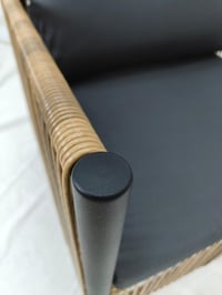 Image 4 of New Comming Outdoor PE Brown Wicker 2seats Sofa With Grey Cushion and Table Set