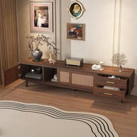 Image 4 of Mid Century Modern TV Stand for 80' TVs, Entertainment Center Doors and Drawers