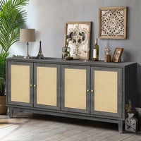 Image 3 of Handcrafted Premium Grain Rattan Sideboard Cabinet With 4 Doors and Adjustable