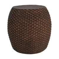 Image 3 of Faux Rattan Side Table for Both Indoor and Outdoor Use, Handmade MgO, Brown