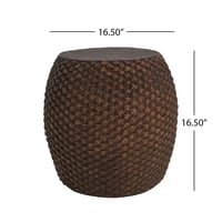 Image 4 of Faux Rattan Side Table for Both Indoor and Outdoor Use, Handmade MgO, Brown