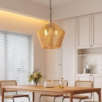 Image 4 of Boho Hemp Rope Pendant Light, Handcrafted Farmhouse Hanging Light Fixture