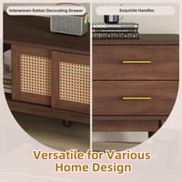 Image 7 of Mid Century Modern TV Stand for 80' TVs, Entertainment Center Doors and Drawers