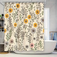 Image 1 of Yellow Flower Bath Curtain Set Shower Decor Vintage Print Modern Home Decor Shower Curtain 3D Pri...