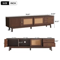Image 8 of Mid Century Modern TV Stand for 80' TVs, Entertainment Center Doors and Drawers