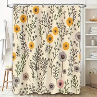 Image 2 of Yellow Flower Bath Curtain Set Shower Decor Vintage Print Modern Home Decor Shower Curtain 3D Pri...
